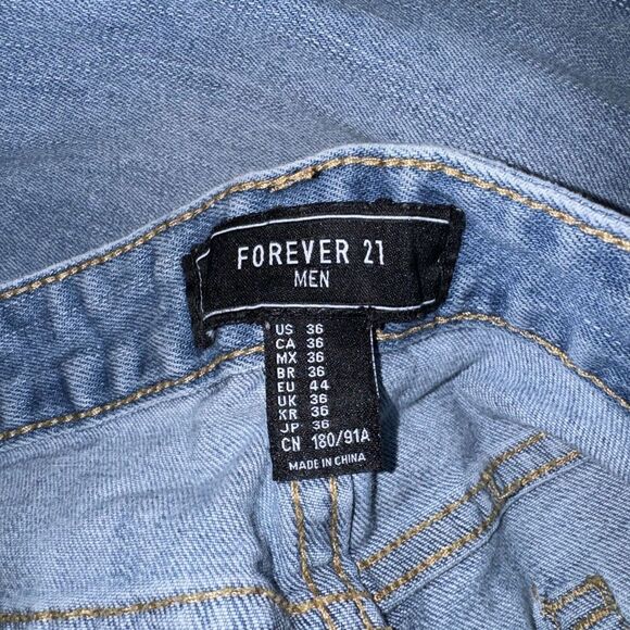 Forever 21 Light Blue Denim Jeans Men Size 36 X 32 Preowned - Picture 3 of 3